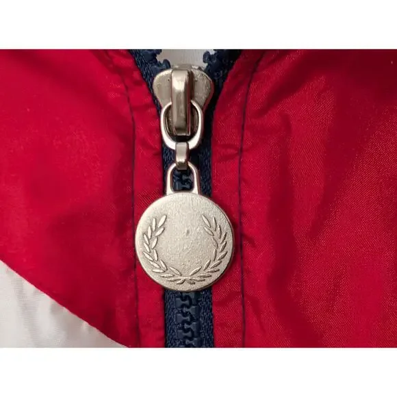 Vtg 90s Fred Perry Colorblock Track Jacket - Navy Red White - Men's M - Unisex